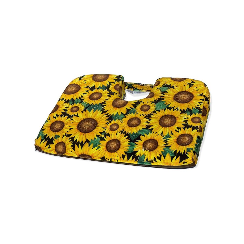 A Tush-Cush Orthopedic Seat Cushion "Sunflower" size 14" deep by 18" wide